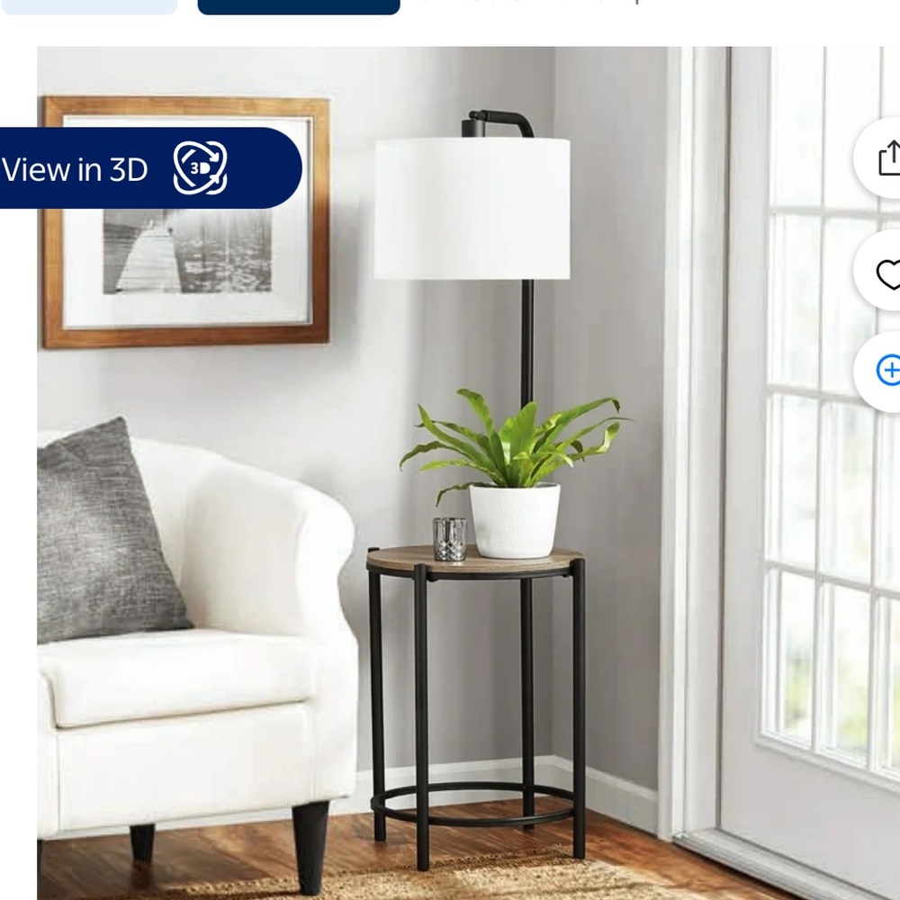 Modern Black Floor Lamp with Table
